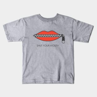 Shut your mouth concept.Red Lips zipped Kids T-Shirt